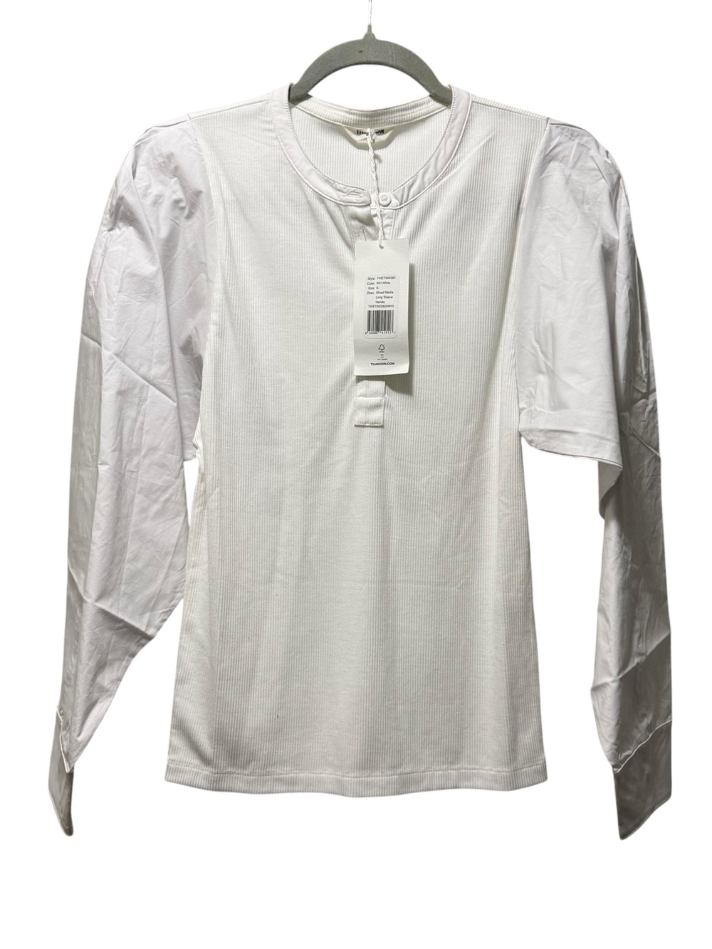 Thakoon White Long-Sleeve Henley Top